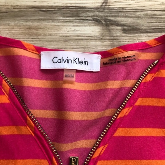 Calvin Klein Pink and Orange Striped Blouse - Picture 7 of 8